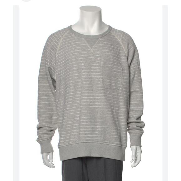 OUTERKNOWN Men's Grey Striped Pullover Sweatshirt - Large - Picture 1 of 8